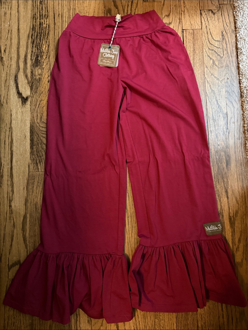 Matilda Jane Deep Berry Ruffle Hem Wide-Leg Pants